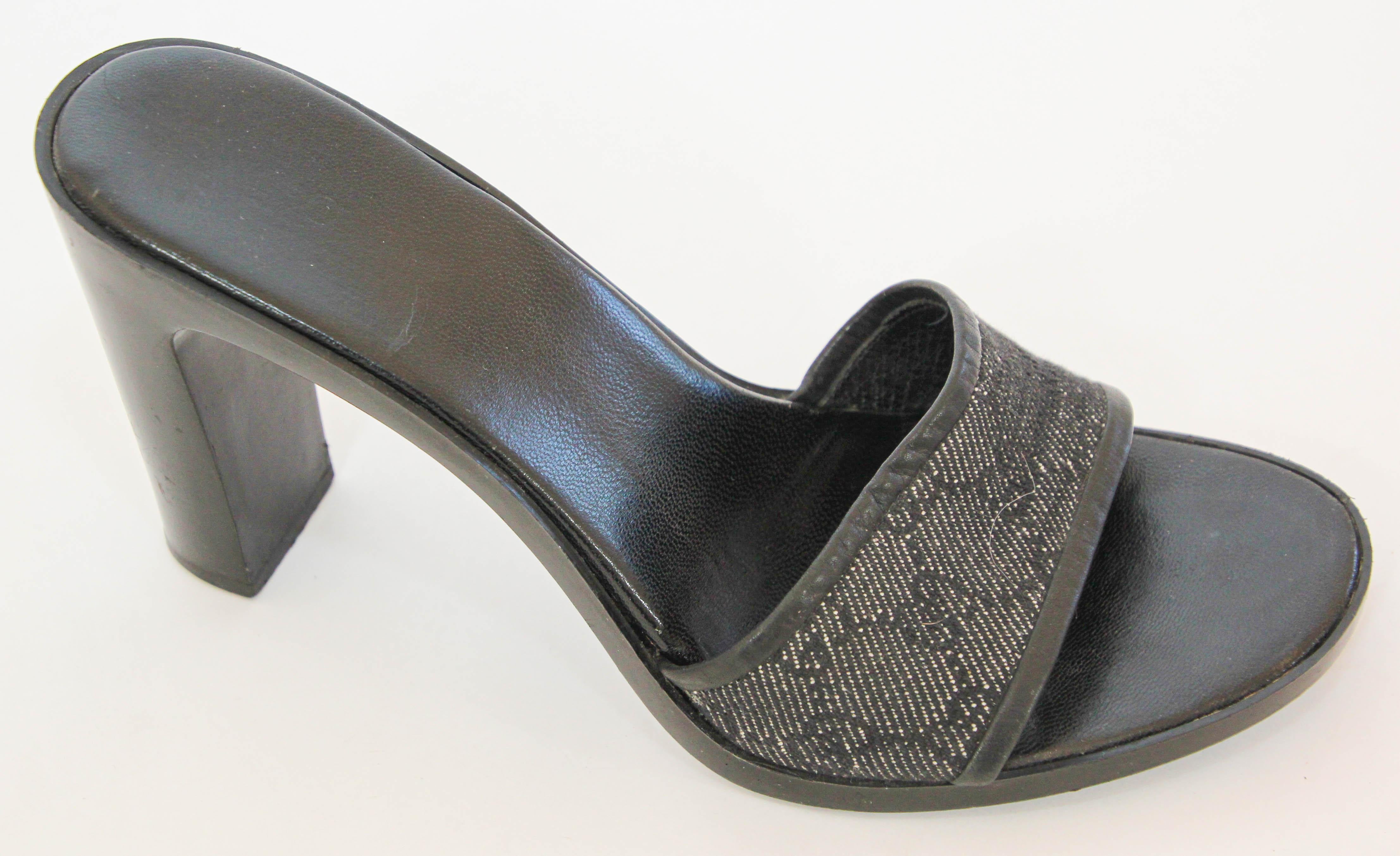 Gucci Slide-Sandalen mit schwarzem GG-Logo aus Segeltuch und Lederbesatz im Angebot 7