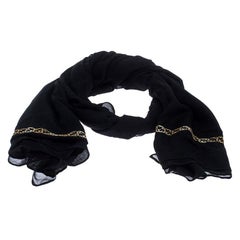 Gucci Black GG Lurex Woven Silk Cashmere Scarf