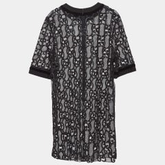 Gucci Black GG Macrame Lace Short Dress M
