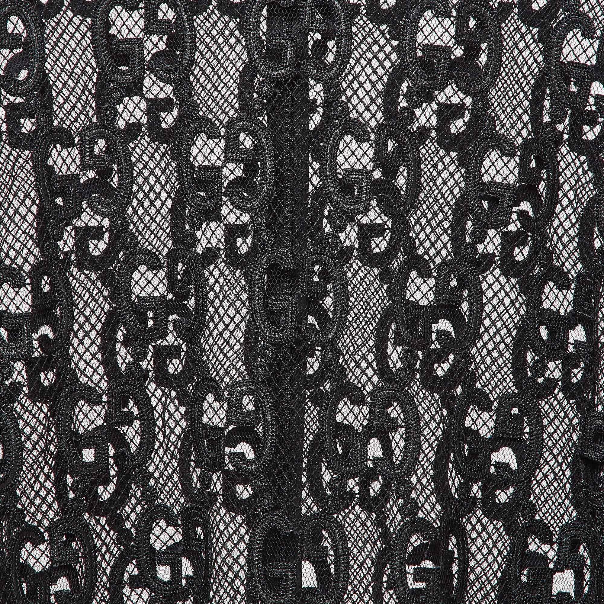 Gucci Schwarz GG Makramee Spitze Kurzes Kleid M im Zustand „Hervorragend“ im Angebot in Dubai, Al Qouz 2