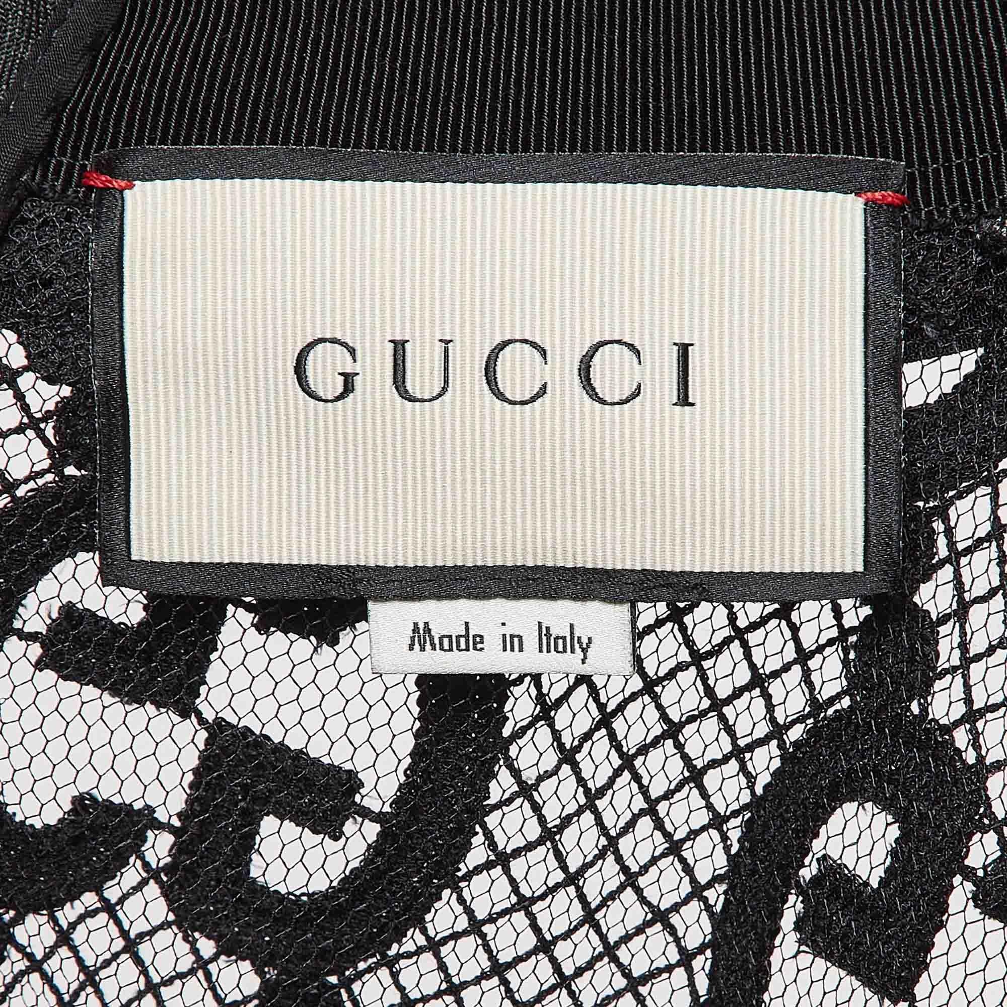 Gucci Schwarz GG Makramee Spitze Kurzes Kleid M Damen im Angebot