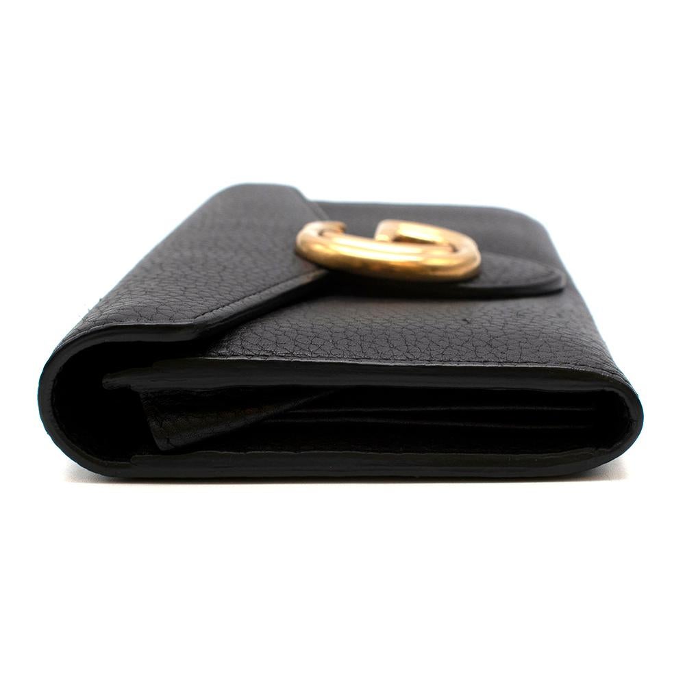 Beige Gucci Black GG Marmont Grained Leather Long Wallet