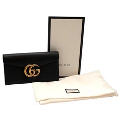 Gucci Black GG Marmont Grained Leather Long Wallet