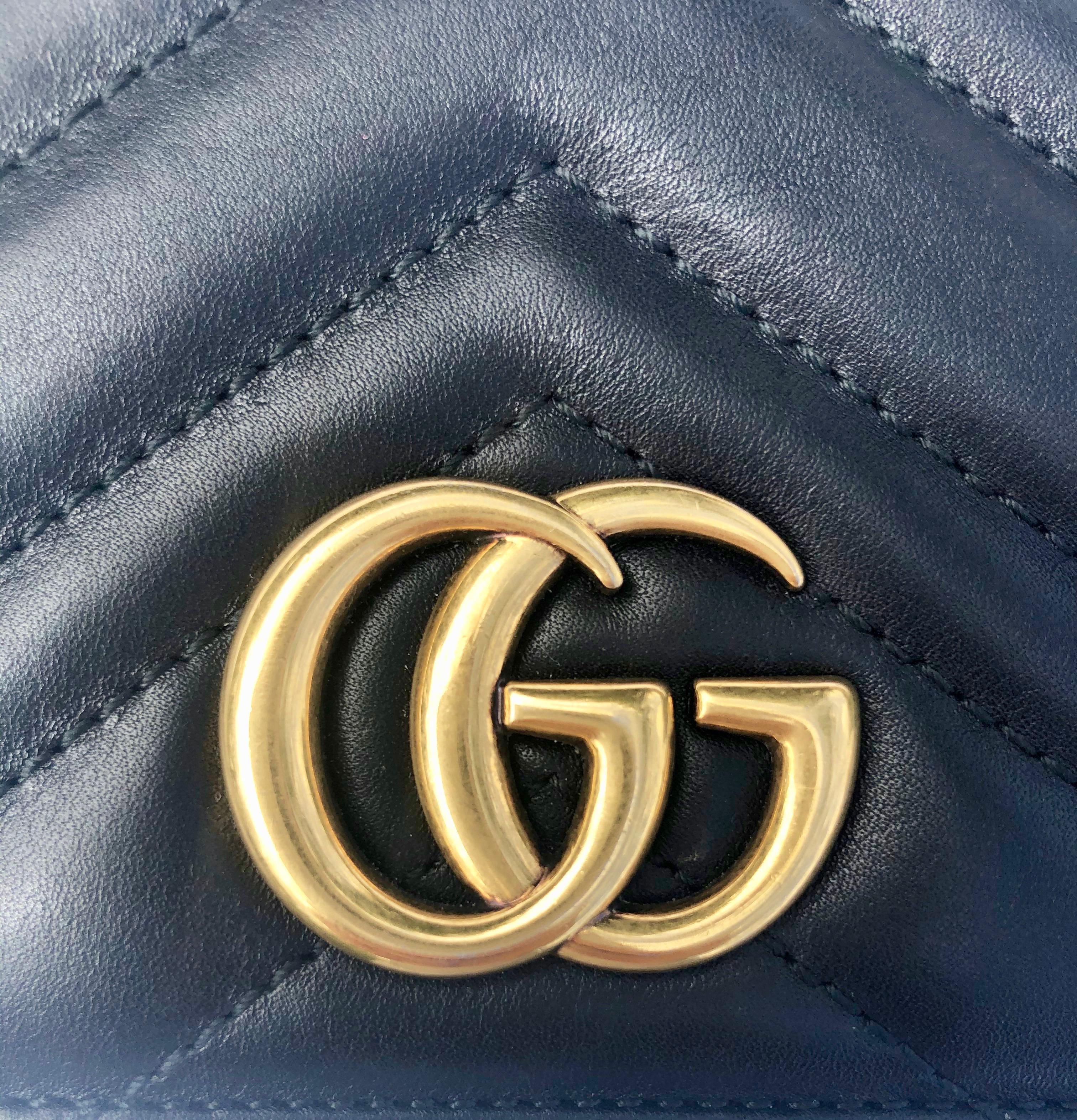 Gucci Black GG Marmont Matelasse Leather Mini Bag In Good Condition In Chillerton, Isle of Wight
