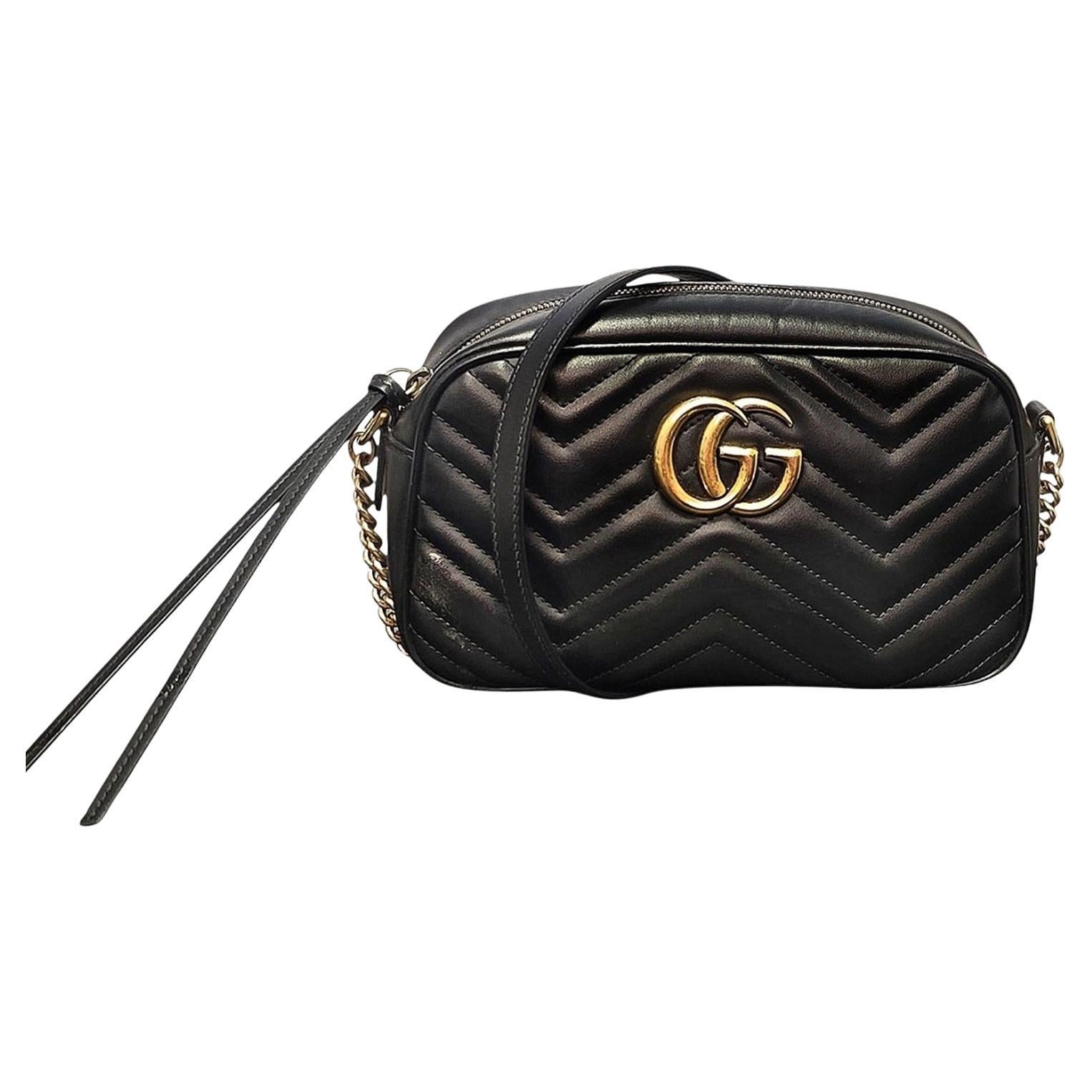 Gucci Black GG Marmont Small Camera Shoulder Bag