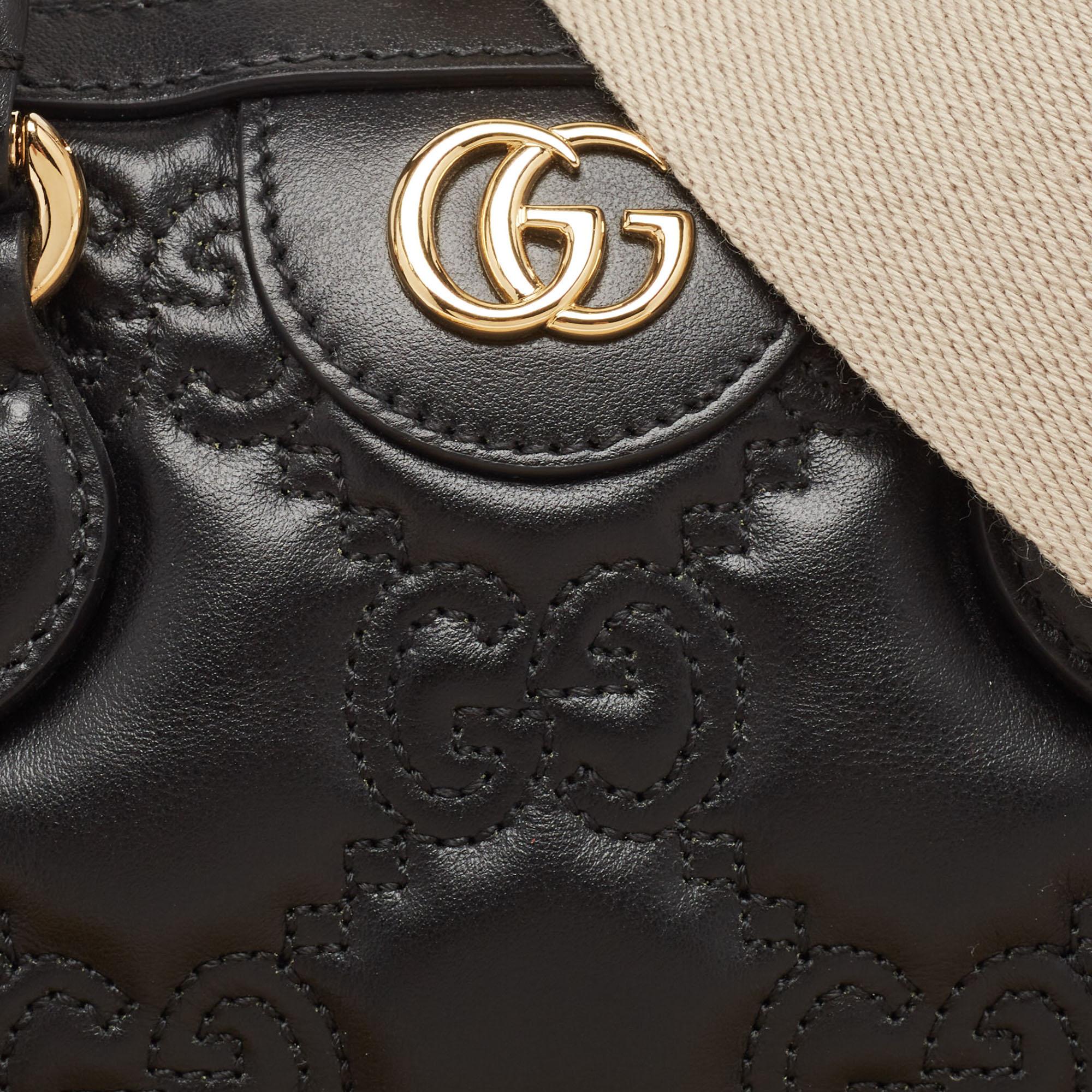 Gucci Black GG Matelasse Leather Mini Bowler Bag For Sale 7