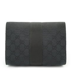 Gucci Black GG Monogram Canvas Hook and Loop Pouch Clutch Bag