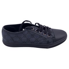 Gucci Black GG Monogram Canvas Low Top Sneakers Size 40