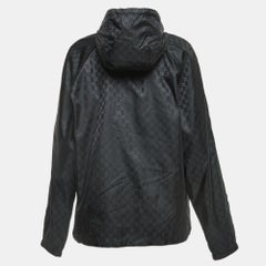 Gucci Black GG Monogram Jacquard Detachable Hood Windbreaker L