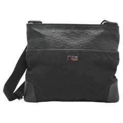 Gucci Black GG Monogram Nylon and Leather Crossbody Bag