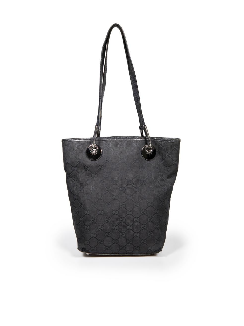 Gucci Black GG Monogram Small Eclipse Tote Bag In Good Condition For Sale In London, GB
