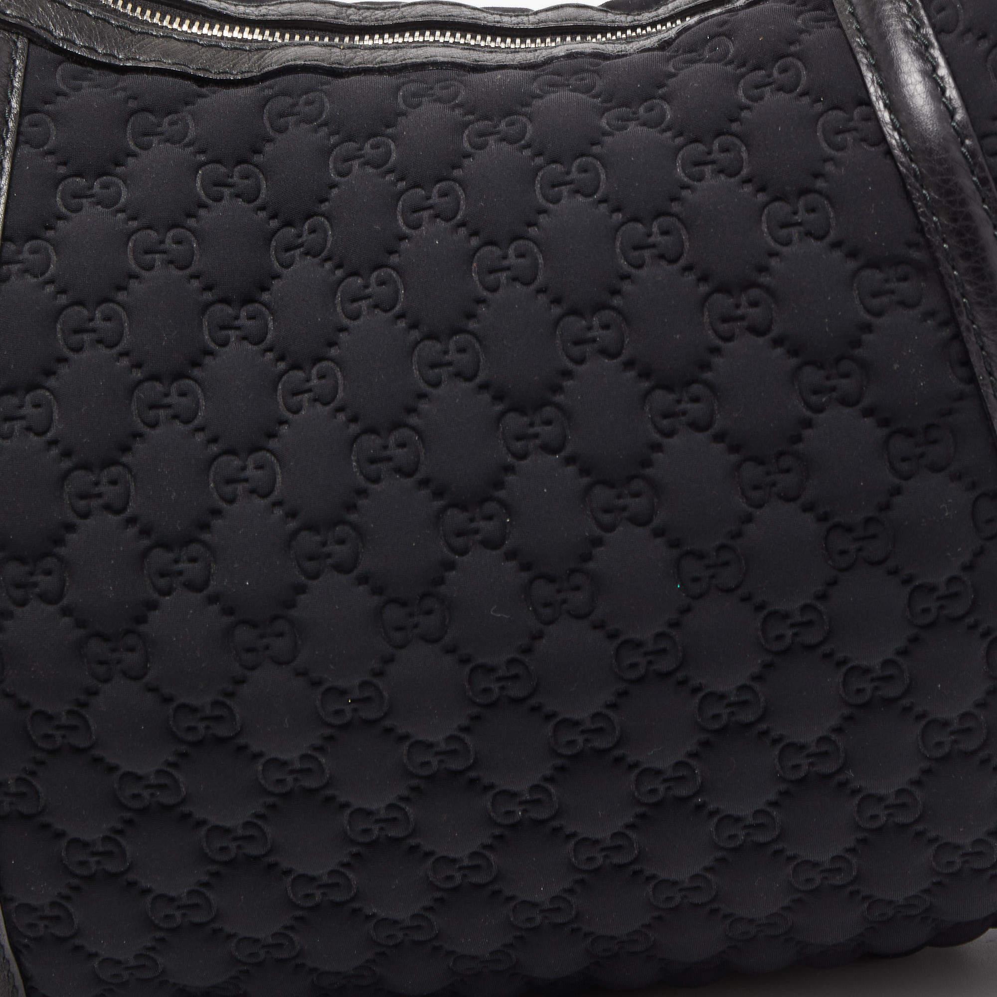 Gucci Black GG Neoprene and Leather Tassel Detail Hobo For Sale 7