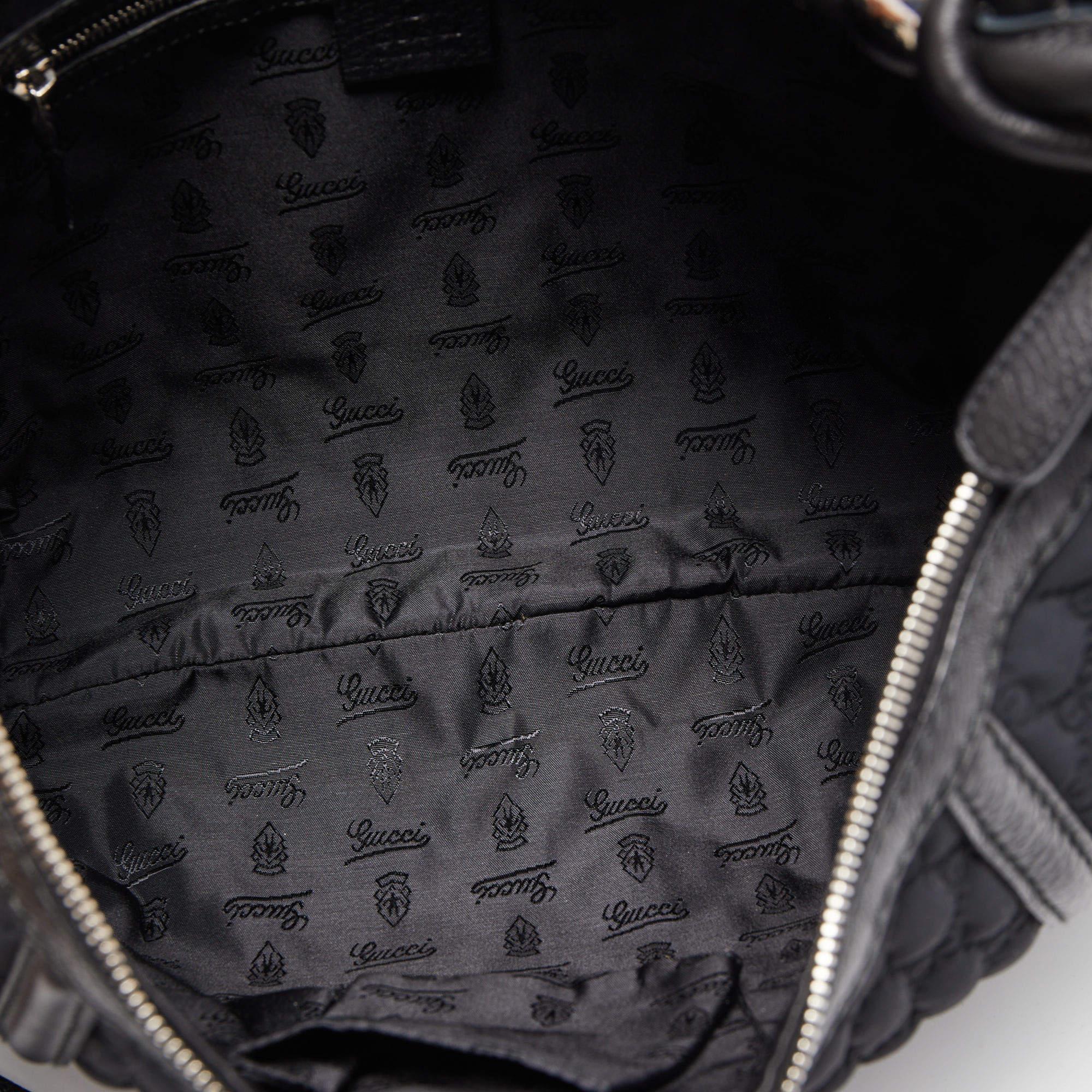 Gucci Black GG Neoprene and Leather Tassel Detail Hobo For Sale 1