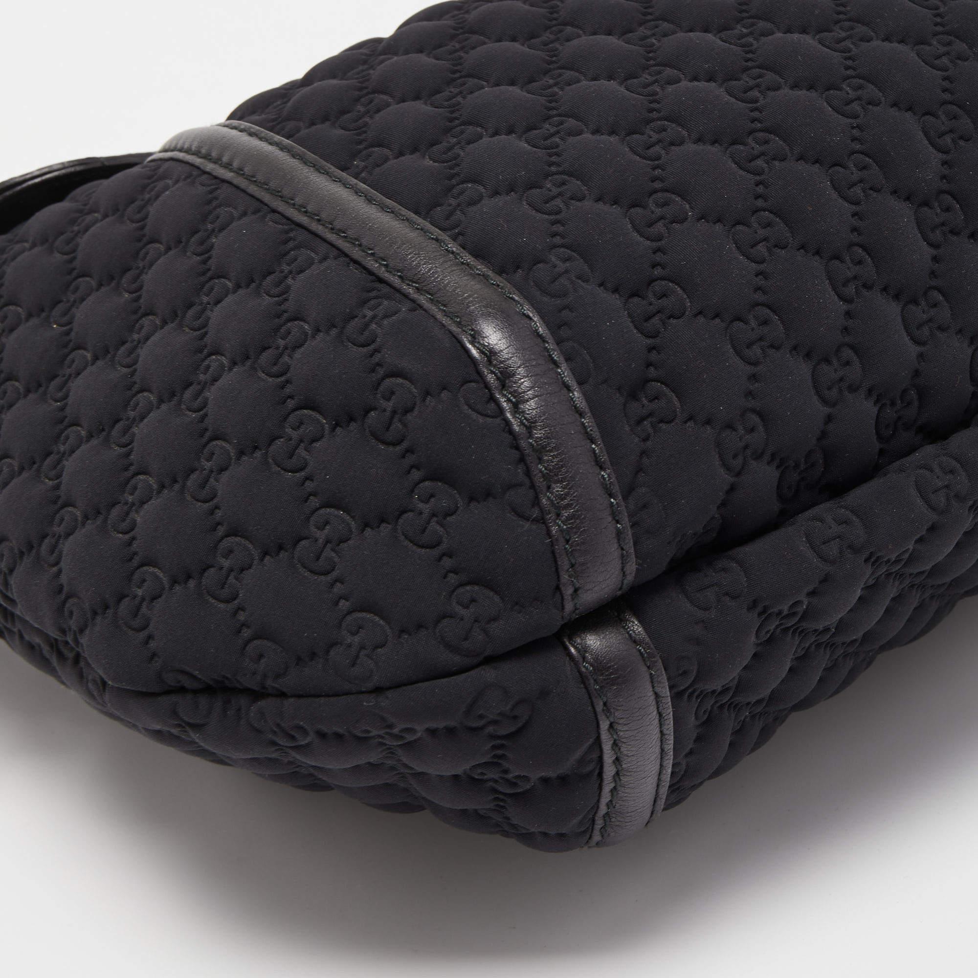 Gucci Black GG Neoprene and Leather Tassel Detail Hobo For Sale 2