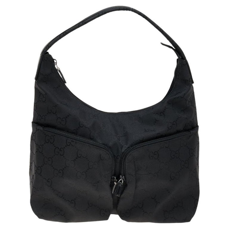 Gucci Black GG Canvas and Leather Vintage Hobo at 1stDibs