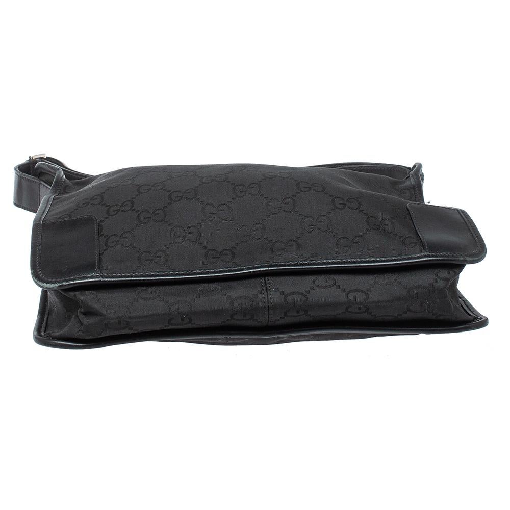 Gucci Black GG Nylon And Leather Hobo Bag 5