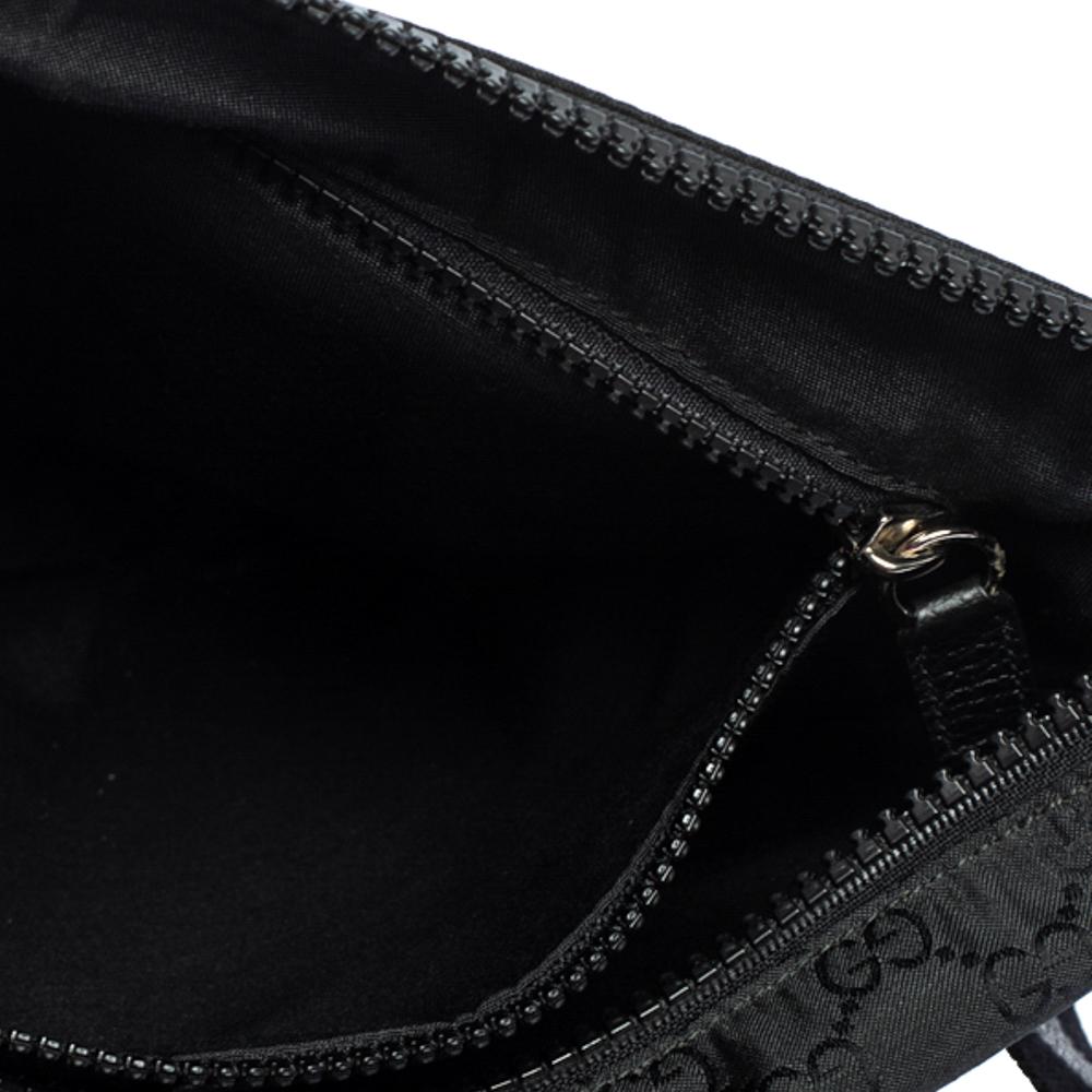 Men's Gucci Black GG Nylon and Leather Messenger Bag