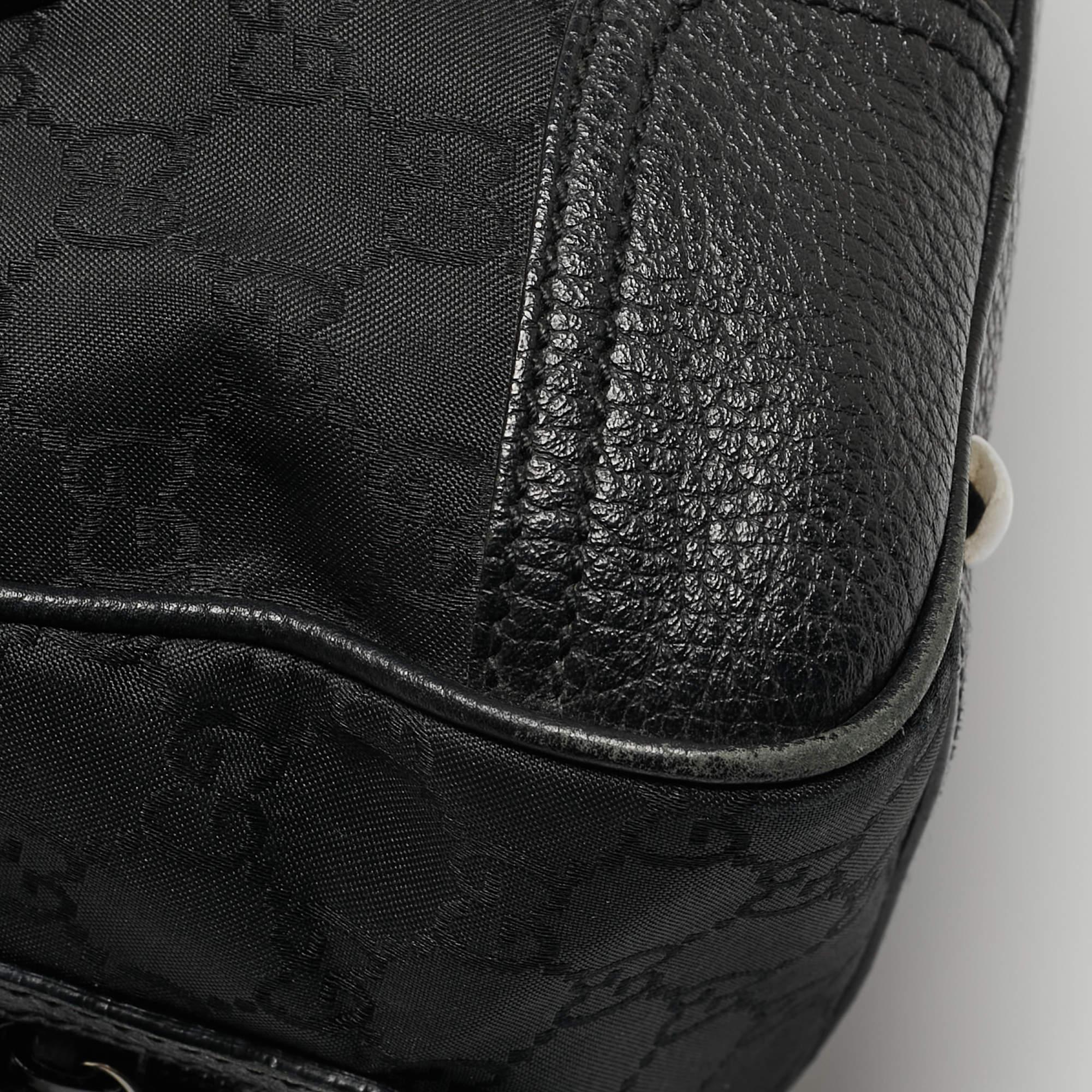 Gucci Princy Boston Tasche aus schwarzem GG Nylon und Leder in Schwarz im Angebot 6