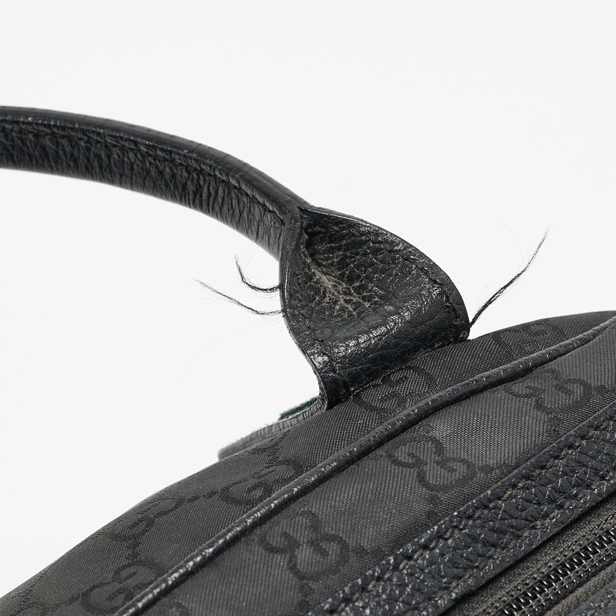 Gucci Princy Boston Tasche aus schwarzem GG Nylon und Leder in Schwarz im Angebot 7