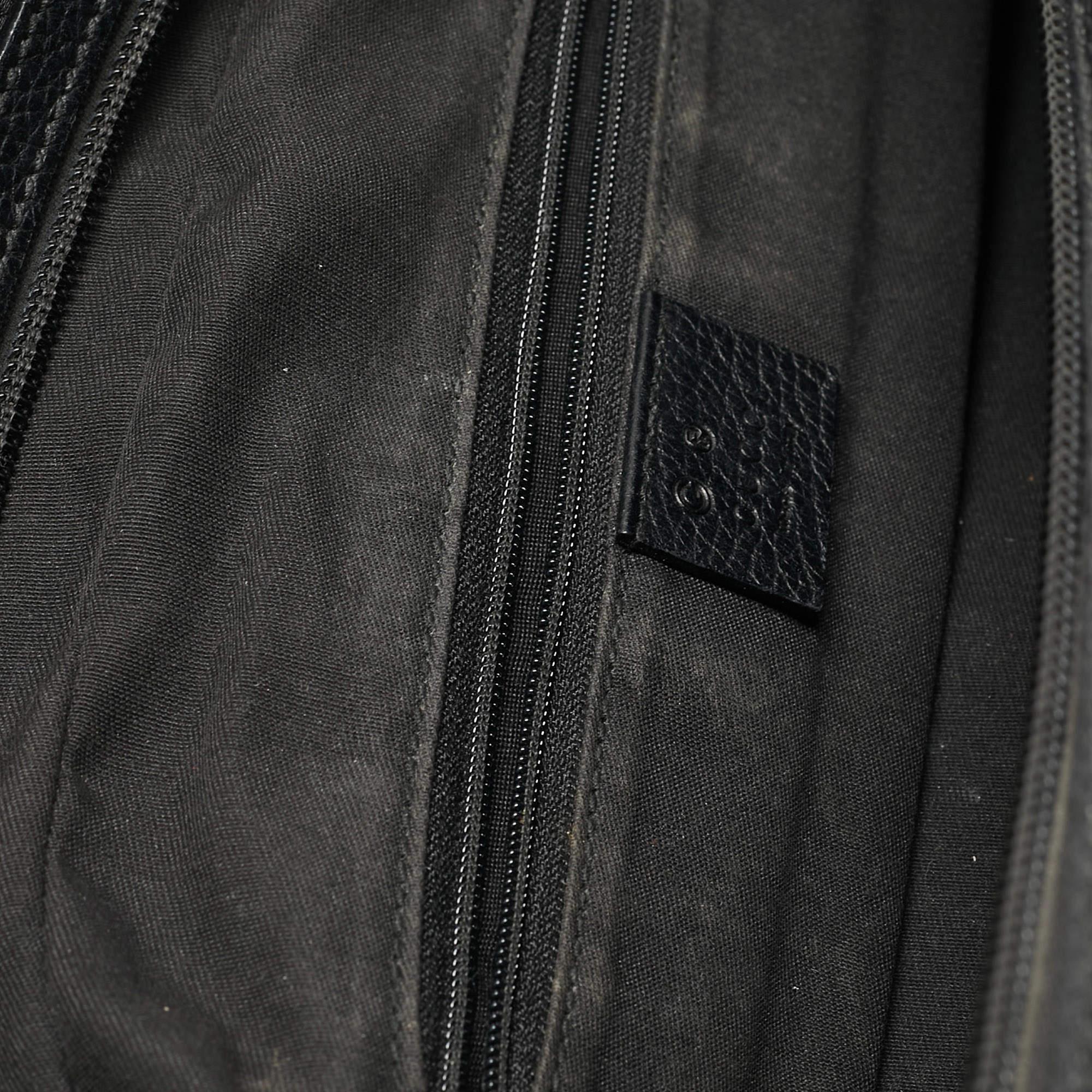 Gucci Princy Boston Tasche aus schwarzem GG Nylon und Leder in Schwarz im Angebot 11