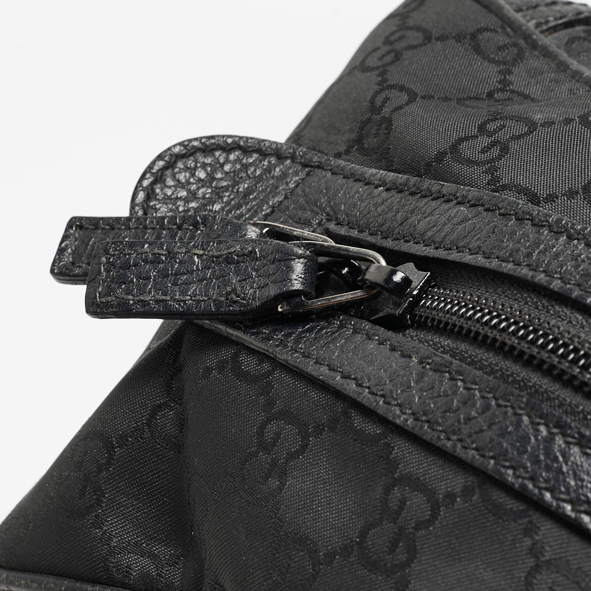 Gucci Princy Boston Tasche aus schwarzem GG Nylon und Leder in Schwarz im Angebot 5