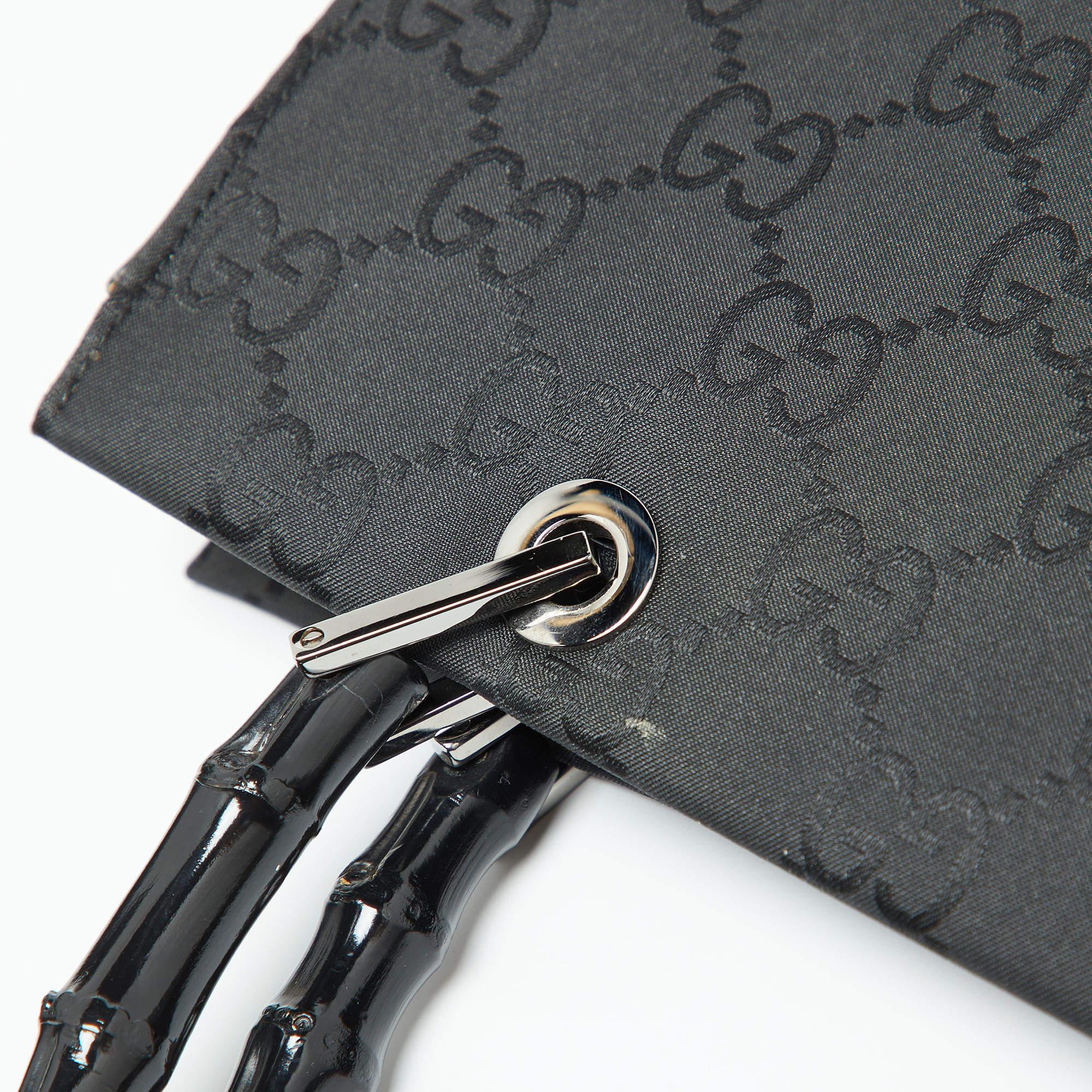 Gucci Black GG Nylon Bamboo Tote 4