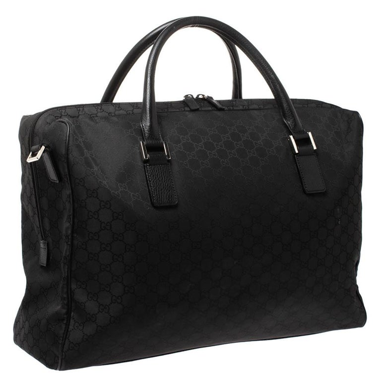 Gucci Black GG Nylon Weekender Travel Bag For Sale at 1stDibs