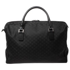 Gucci Black GG Nylon Weekender Travel Bag