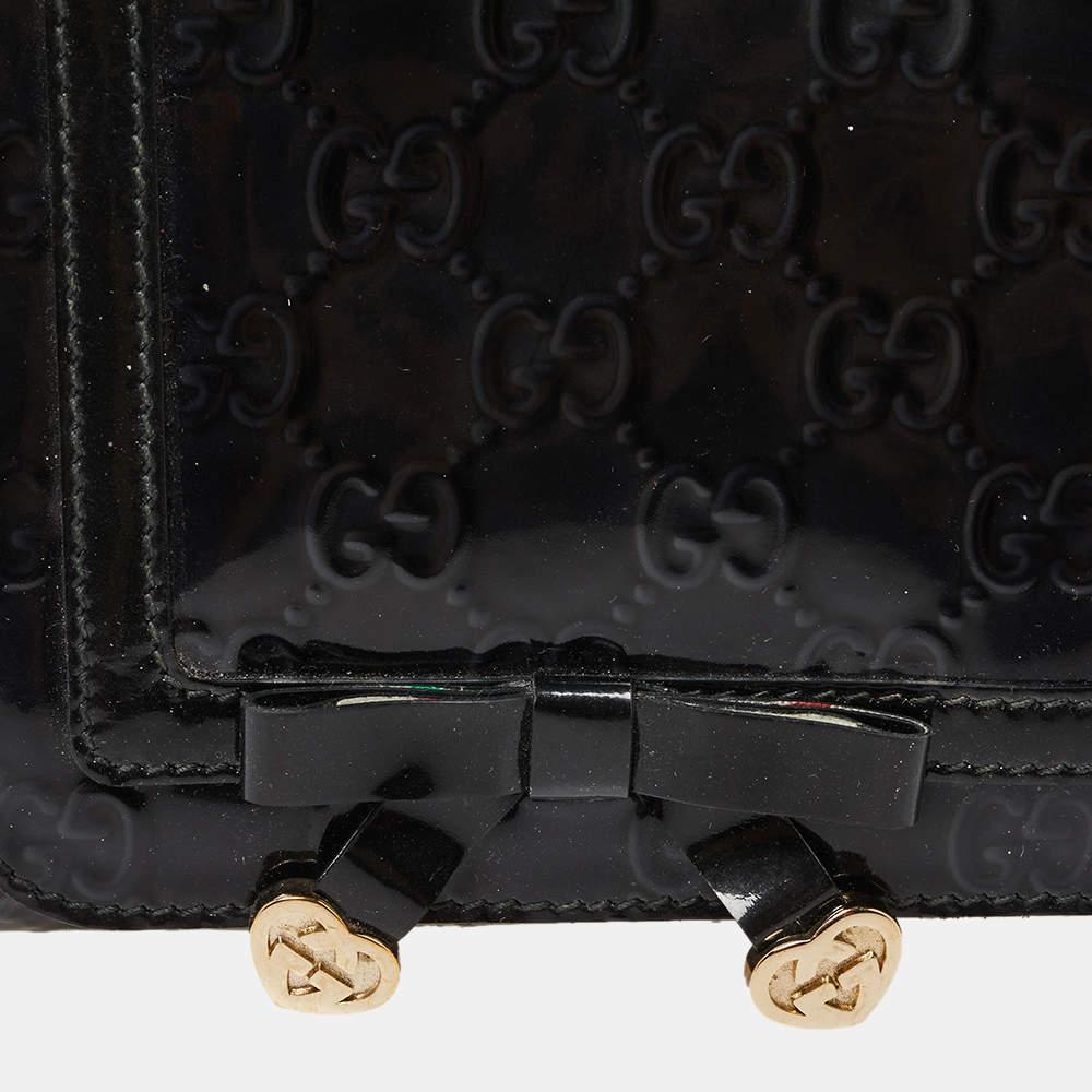 Gucci Black GG Patent Leather Flap Chain Clutch 4