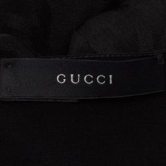 Gucci Black GG Pattern Silk Fringed Stole