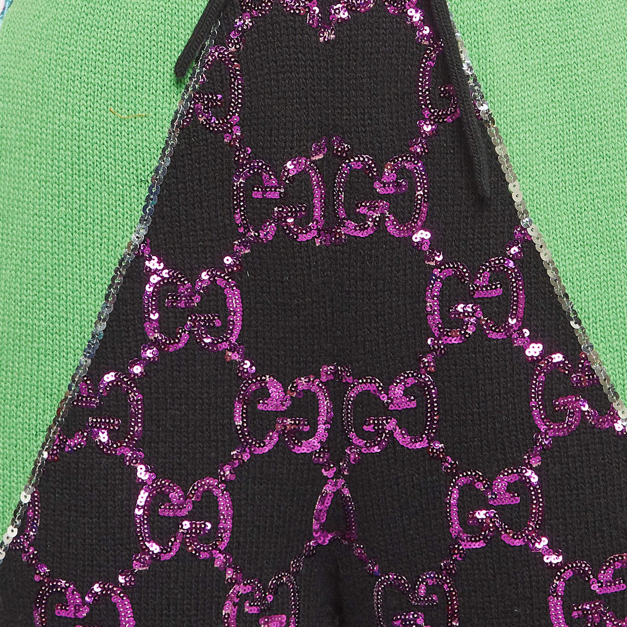 Gucci Black GG Sequin Rib Knit Sweatpants XS In New Condition For Sale In Dubai, Al Qouz 2