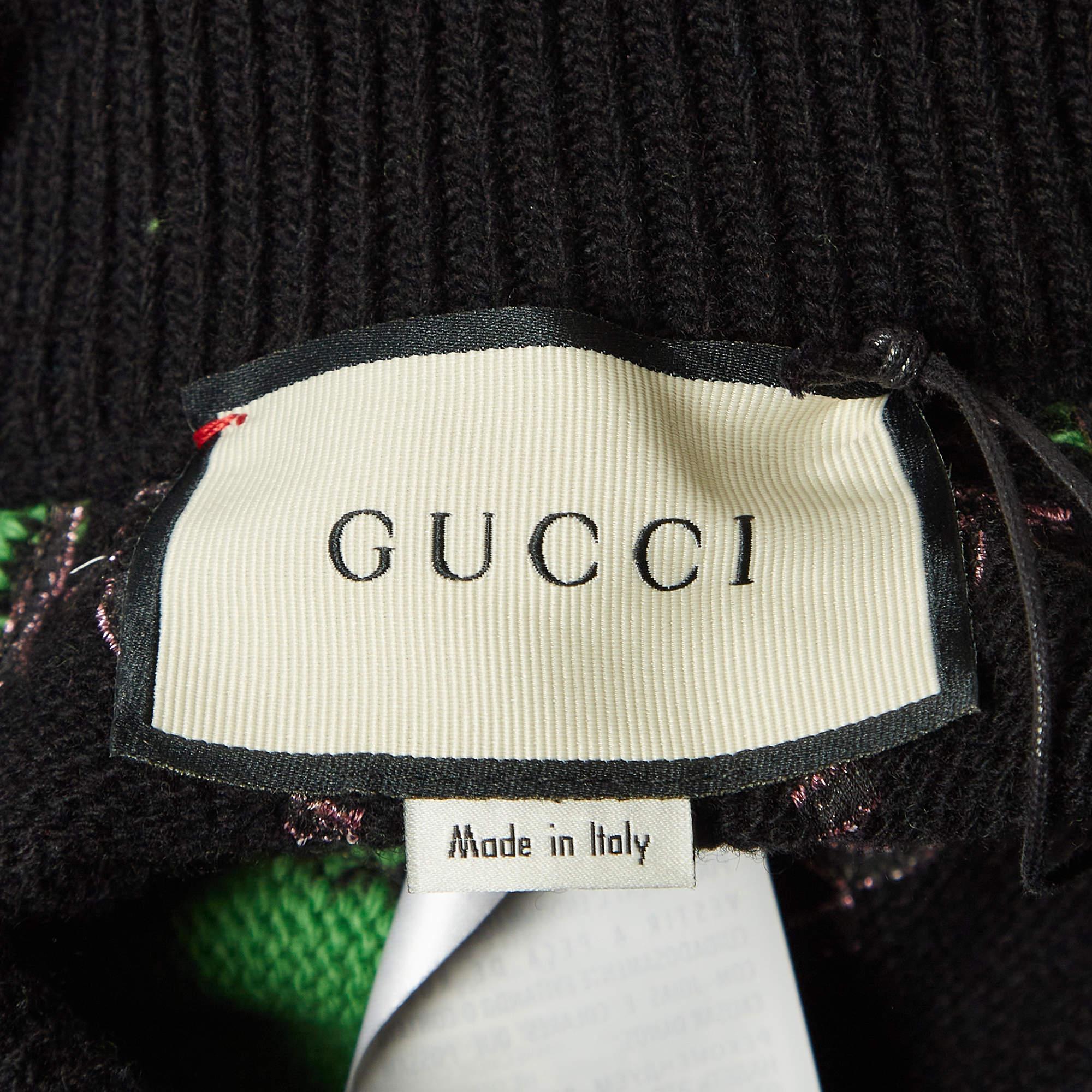 Women's Gucci Black GG Sequin Rib Knit Sweatpants XS For Sale