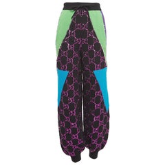 Gucci - Pantalone nero in maglia a costine con lustrini GG XS