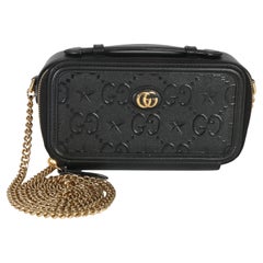 Gucci Black GG Star Embossed Calfskin Mini GG Chain Bag
