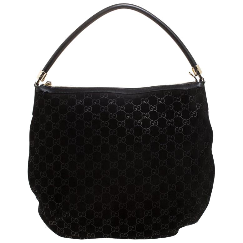 Gucci Black Leather Greenwich Medium Hobo Bag - Yoogi's Closet