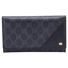 Gucci Black GG Supreme Canvas and Leather Flap Continental Wallet