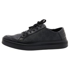 Gucci Black GG Supreme Canvas and Leather Low Top Sneakers Size 42