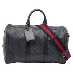Gucci Black GG Supreme Canvas and Leather Medium Carry On Duffle Bag