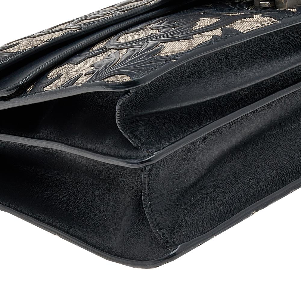 Gucci Black GG Supreme Canvas and Leather Medium Dionysus Arabesque Shoulder Bag 2
