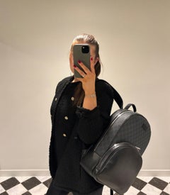 Gucci Black GG Supreme Canvas & Calfskin Leather Backpack