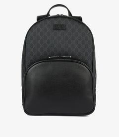 Gucci Black GG Supreme Canvas & Calfskin Leather Backpack