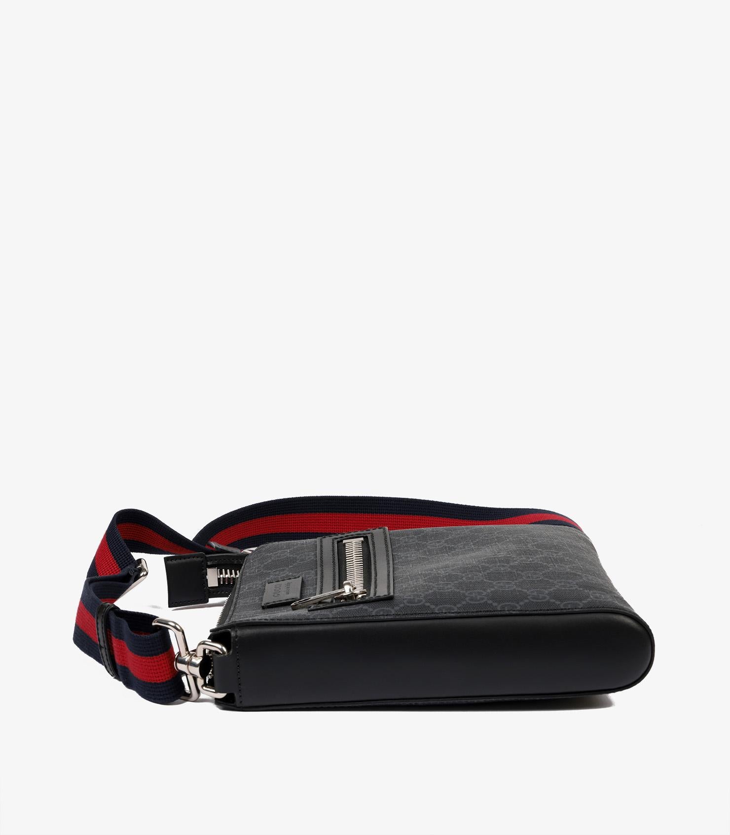Women's or Men's Gucci Black GG Supreme Canvas & Calfskin Leather Small Messenger