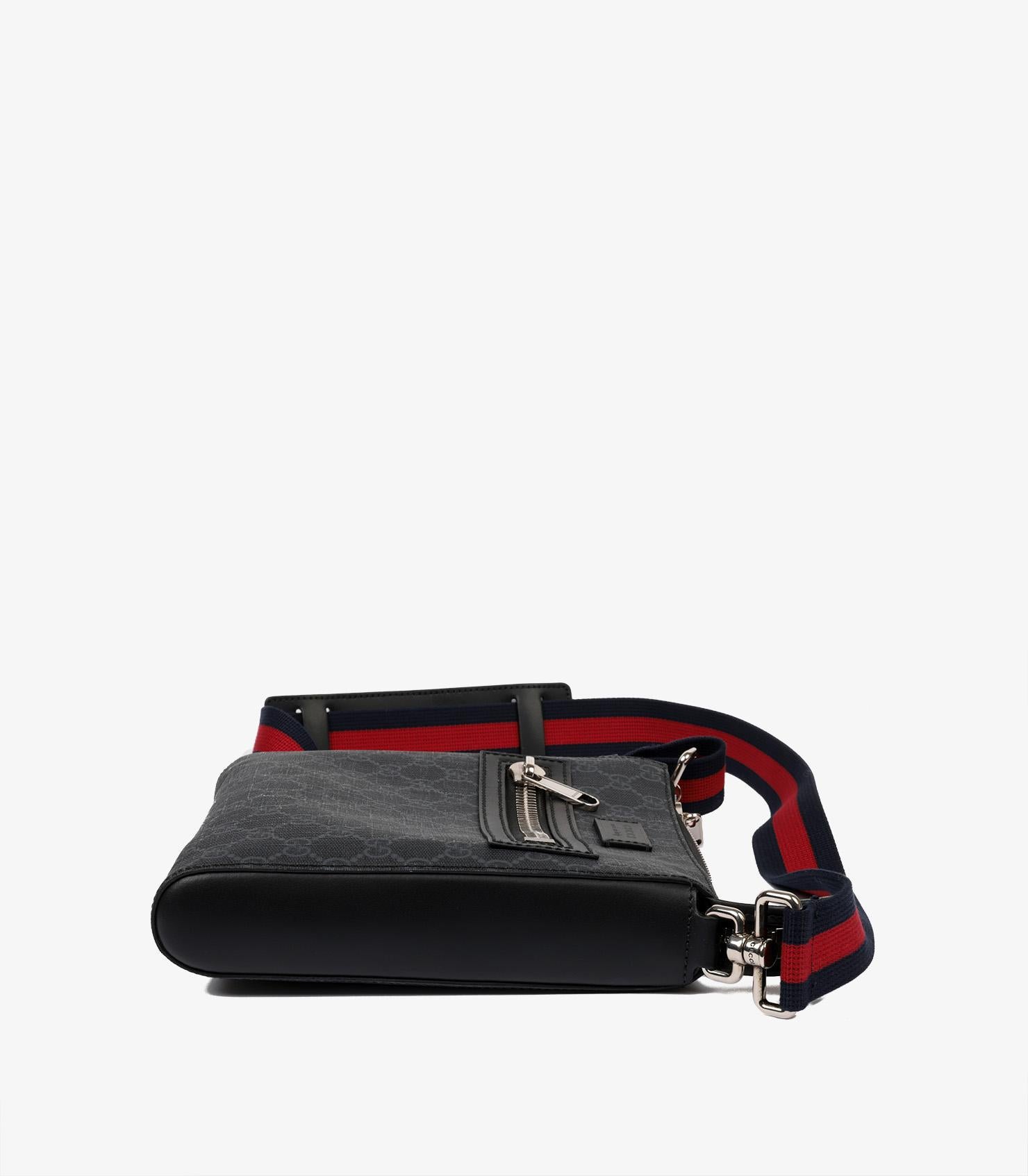 Gucci Black GG Supreme Canvas & Calfskin Leather Small Messenger 1