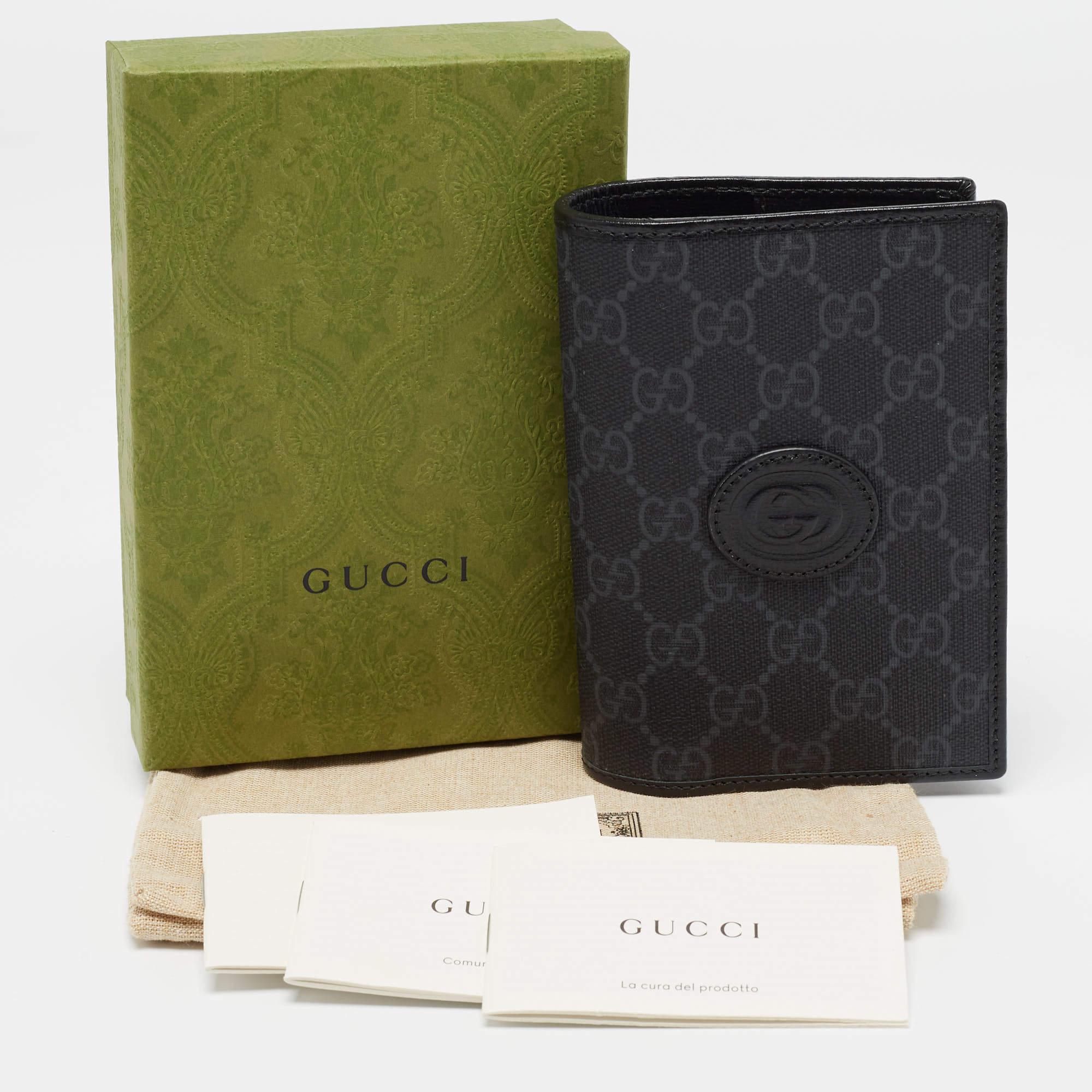 Gucci Black GG Supreme Canvas Interlocking G Passport Holder 3