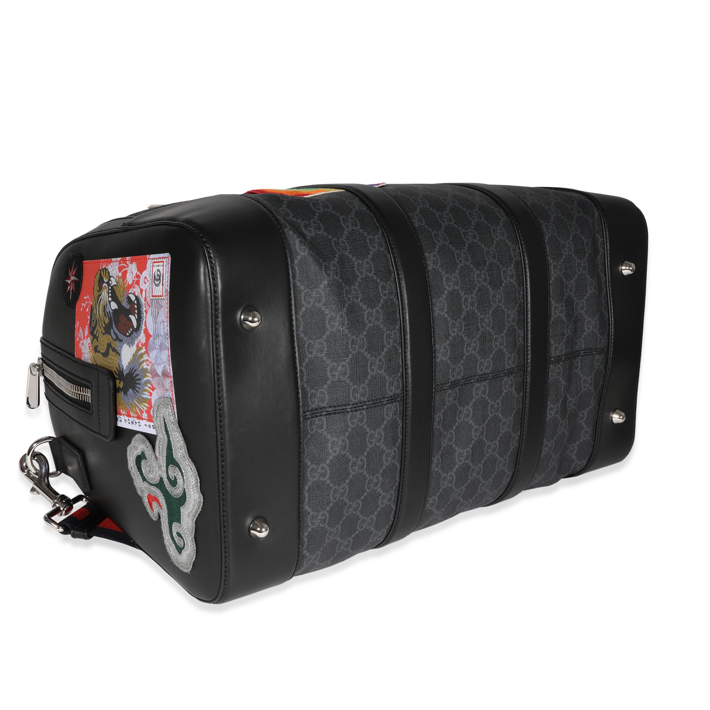 Gucci Black GG Supreme Canvas Night Courrier Carry-On-Duffle In Excellent Condition In New York, NY