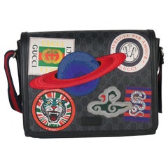 Gucci Black GG Supreme Canvas Night Courrier Flap Messenger Bag