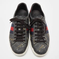 Gucci Schwarze GG Supreme Canvas Web Ace Tiger Low Top Turnschuhe Größe 43