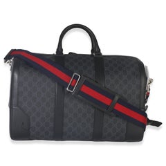 Gucci Black GG Supreme Canvas Web Duffle Bag