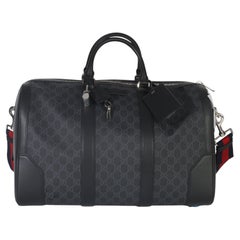 Gucci Black GG Supreme Canvas Web Duffle Bag
