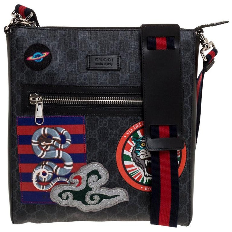 Gucci Black GG Supreme Coated Canvas and Leather Night Courrier Messenger  Bag at 1stDibs